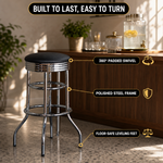 Swivel Bar Stool for Garage & Shop - Backless Counter Stool with Padded Seat, Workbench Stool for Workshop, Single Bar Stool with Chrome Legs - 7