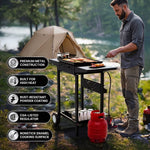2 & 3 BURNER PORTABLE PROPANE FLAT TOP GRIDDLE – 20,000–45,000 BTU OUTDOOR GRIDDLE WITH SIDE SHELVES & CART - 7