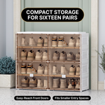 Foldable Shoe Cabinet with Doors – Slim Entryway Shoe Storage Organizer - 7