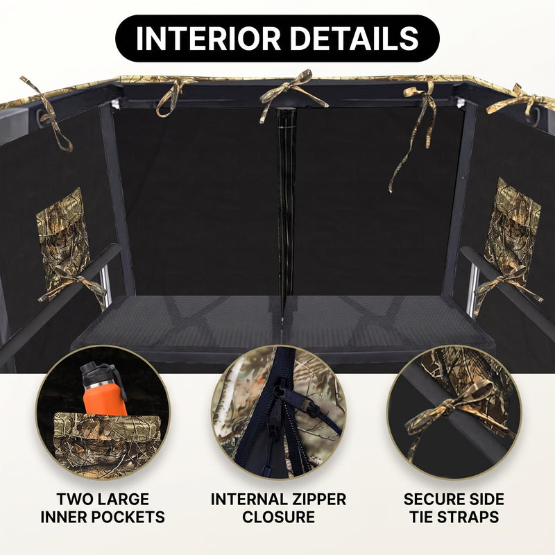 Hunting Tree Stand Blinds Cover 142" x 35" Extra Large Camouflage Universal Tree Stand Blinds Realistic Forest Camo Treestand Cover with Zipper for Deer Elk Hunting, Frames Not Included - 7