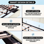 Lift-Up Storage Bed Frame with Upholstered Wingback Headboard - 7
