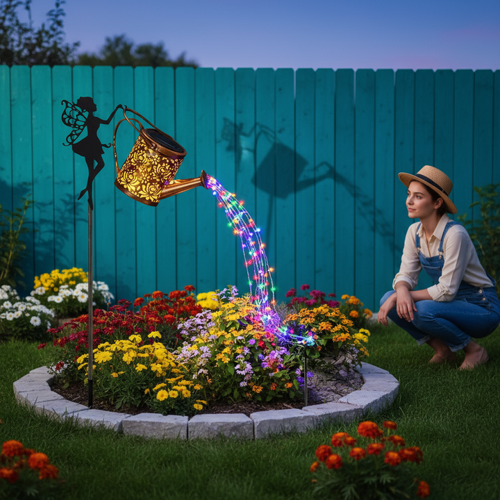 Outdoor Solar Watering Can with Lights Garden Decor Large Solar Powered Lanterns Hanging Waterproof LED Decorative Retro Metal Kettle String Lights for Table Yard Pathway Walkway Gardening Gifts