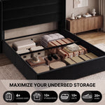 Lift-Up Storage Bed Frame with Upholstered Wingback Headboard - 7