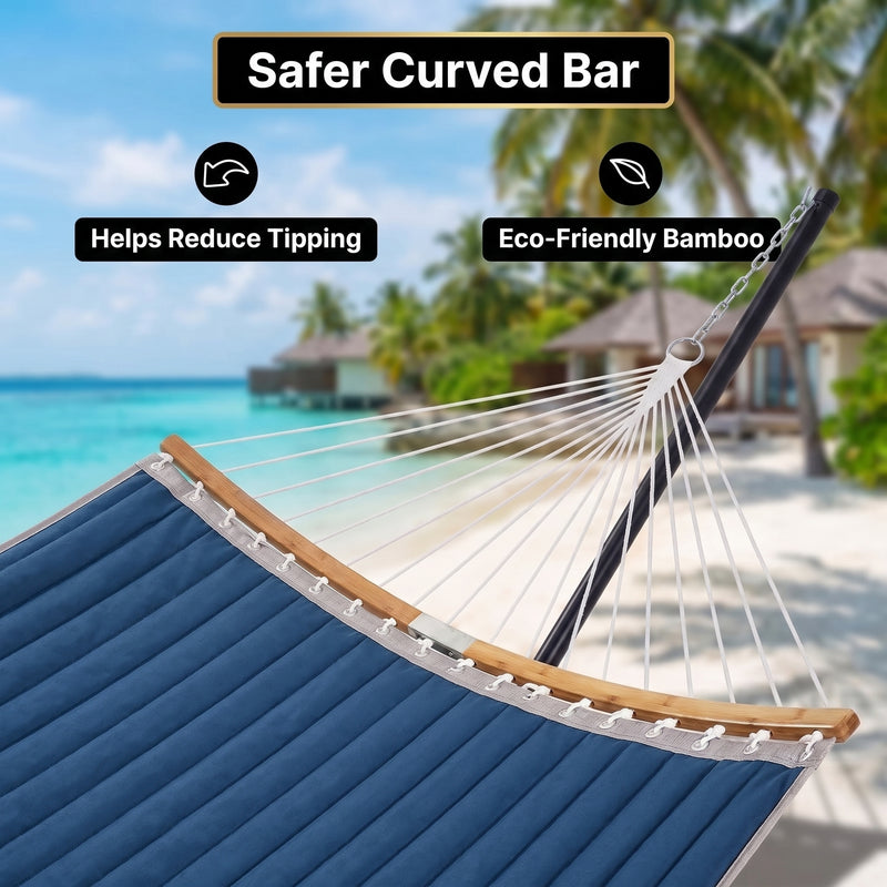 2-Person Outdoor & Indoor Hammock with Adjustable Height, Pillow & Stand – Portable, Sturdy, Colorful - 7