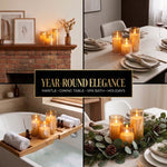 Flameless Candles with Remote & Timer – Glass Pillar Set of 3 - 7