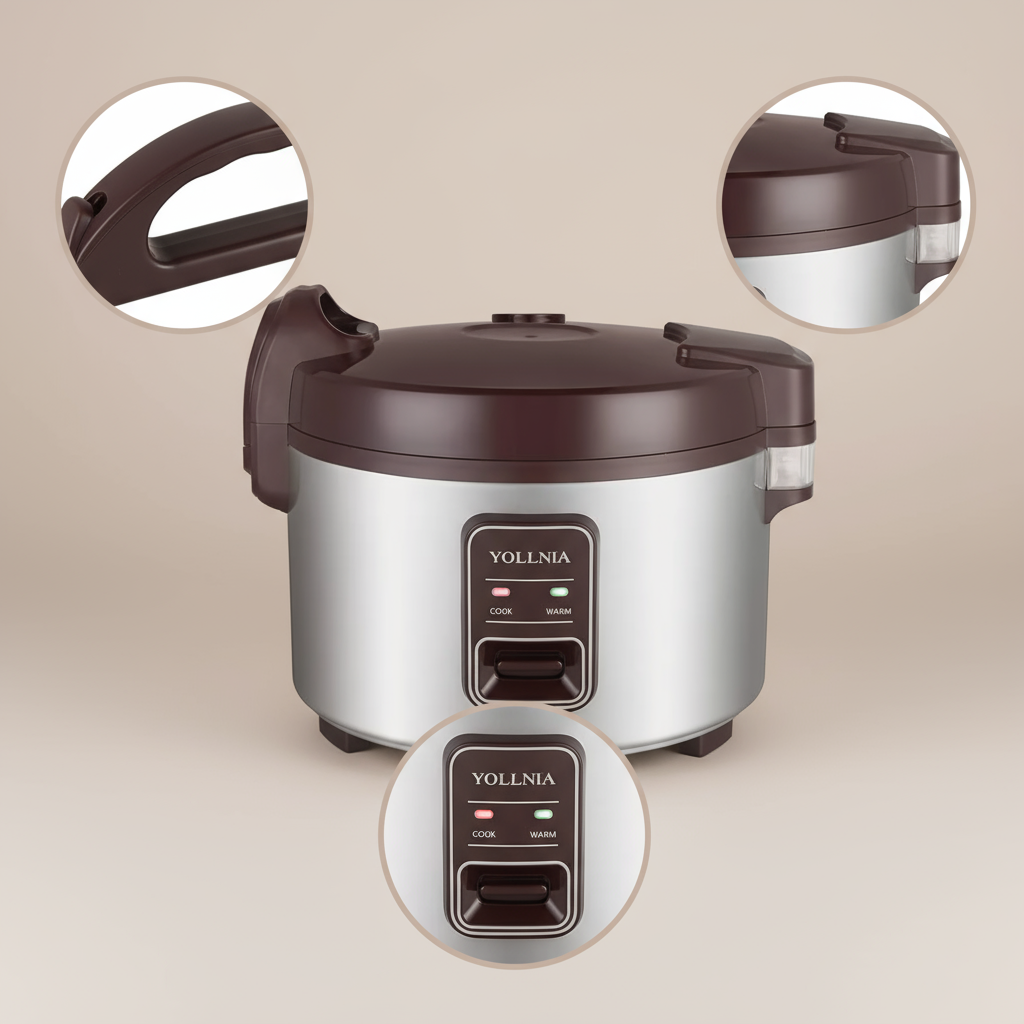 13.8QT/65 Cup Commercial Large Rice Cooker & Food warmer Non-stick Inner Pot Auto Warmer Mode 1350W Fast Cooking