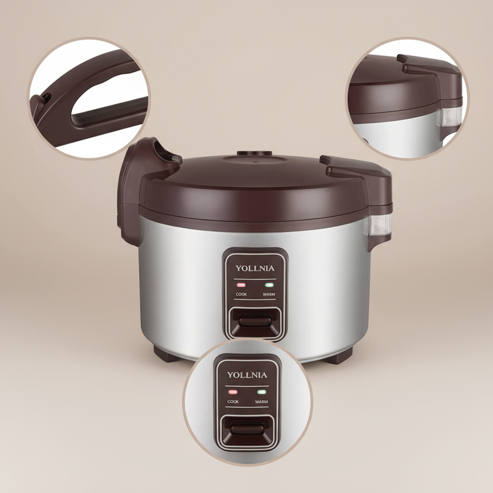 13.8QT/65 Cup Commercial Large Rice Cooker & Food warmer Non-stick Inner Pot Auto Warmer Mode 1350W Fast Cooking