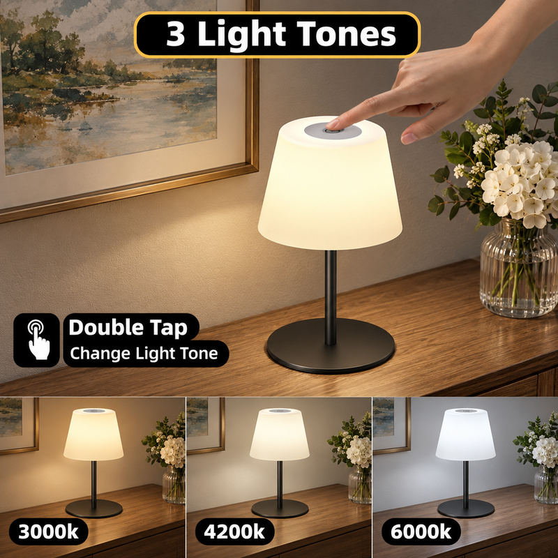 CORDLESS TABLE LAMP – RECHARGEABLE & WATERPROOF FOR SHOWER, BATHROOM AND OUTDOOR USE - 7