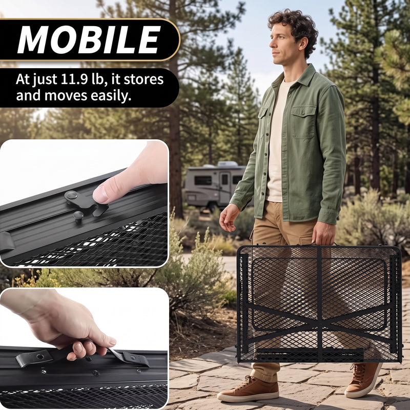 Foldable Camping Table Collapsible Picnic Aluminum Alloy Grill Stand - 7