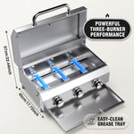 PORTABLE STAINLESS STEEL TABLETOP PROPANE GRILL – 2 & 3 BURNER OUTDOOR BBQ OPTIONS - 7