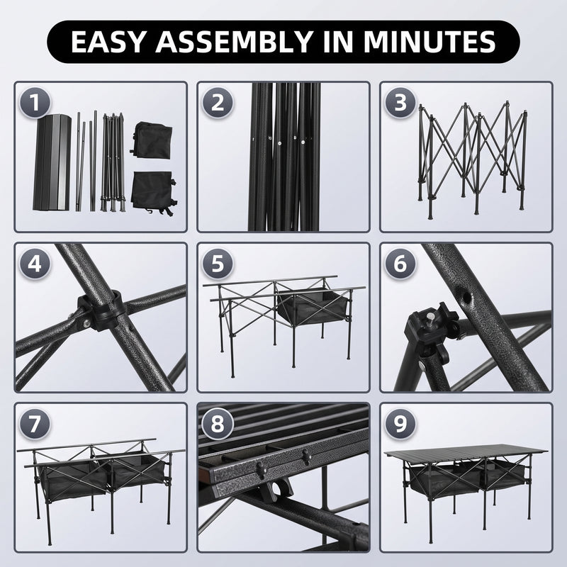 Aluminum Folding Camping Table – Portable Roll-Up with Carry Bag - 7