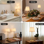 Cordless Rechargeable Table Lamp with Fabric Shade – Dimmable LED Desk Lamp - 7