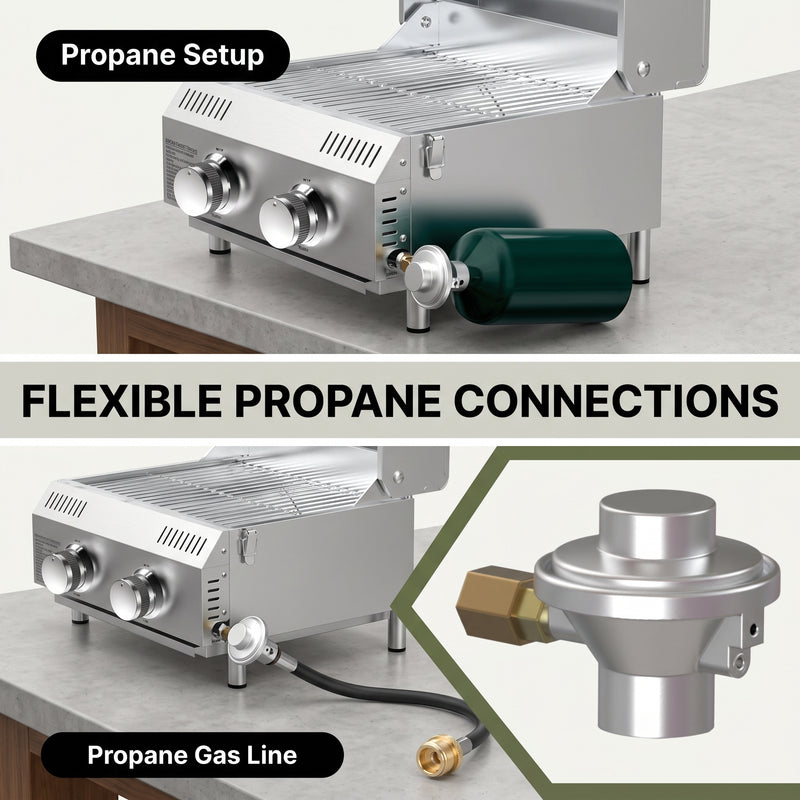 PORTABLE STAINLESS STEEL TABLETOP PROPANE GRILL – 2 & 3 BURNER OUTDOOR BBQ OPTIONS - 7