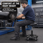 Pneumatic Rolling Mechanic Stool with Wheels – Adjustable Height Shop Stool with Tool Tray, 360° Swivel Seat for Garage & Workshop - 7
