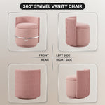 VANITY CHAIR WITH STORAGE – 360° SWIVEL VELVET SEAT - 7