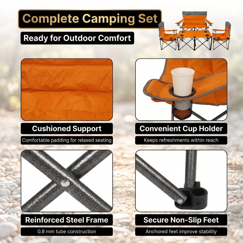 Outdoor 4-Piece Folding Chair and Table Set – Perfect for Camping and Picnics - 7