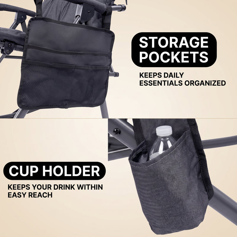 Oversized Folding Rocking Camping Chair with Padded Comfort & Portable Design - 7