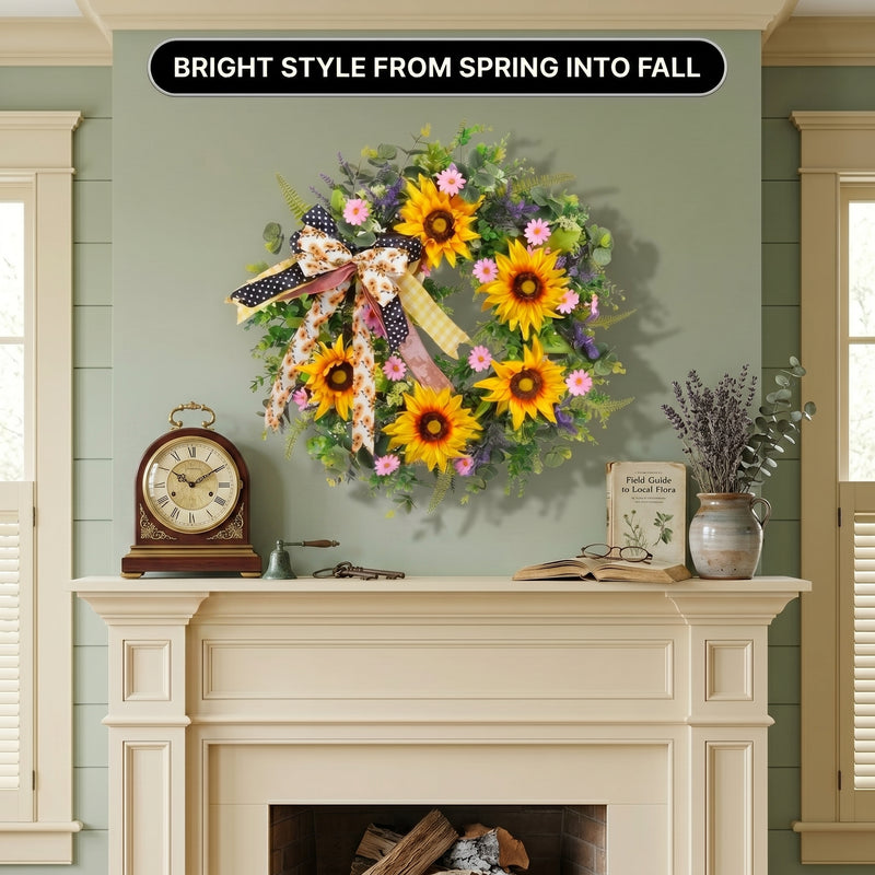SUNFLOWER WREATH FOR FRONT DOOR – SUMMER FLORAL PORCH DÉCOR - 7