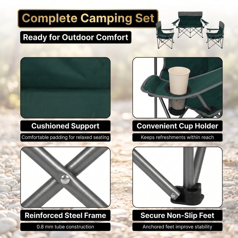 Outdoor 4-Piece Folding Chair and Table Set – Perfect for Camping and Picnics - 7