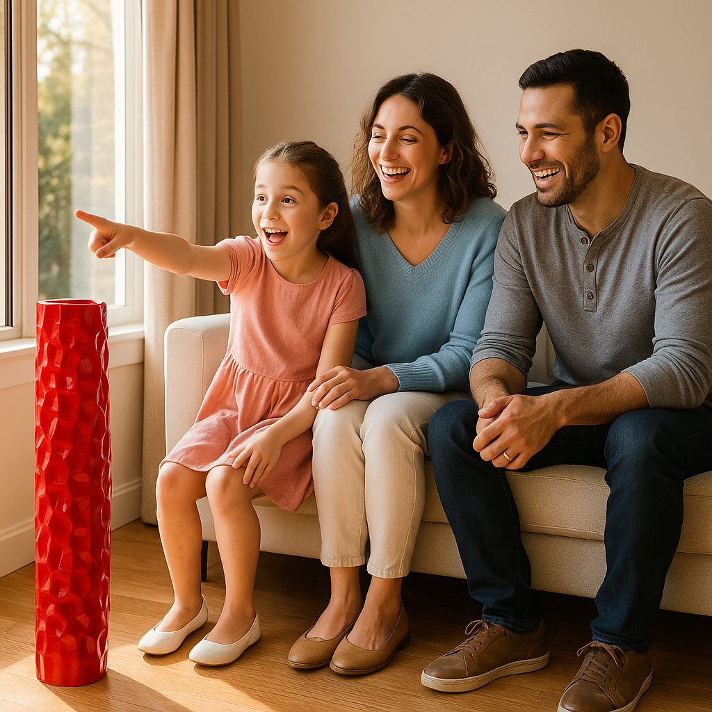 Premium 52" Textured Honeycomb Vase in Red - Contemporary Resin Floor Sculpture with Glossy Finish