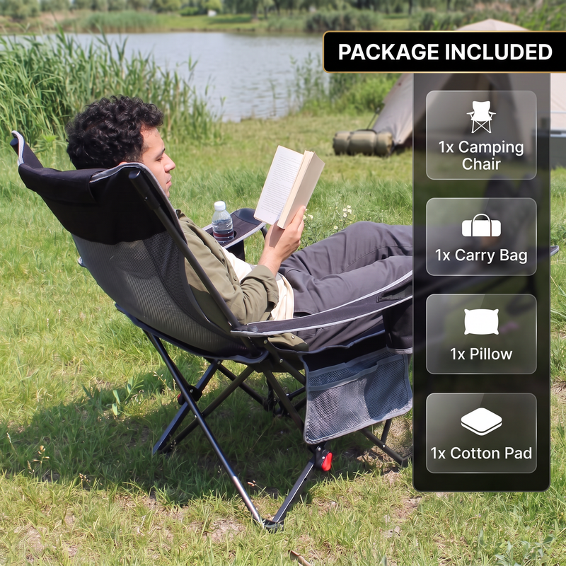 Premium Reclining Outdoor Camping Chair – Adjustable Comfort Seat - 7