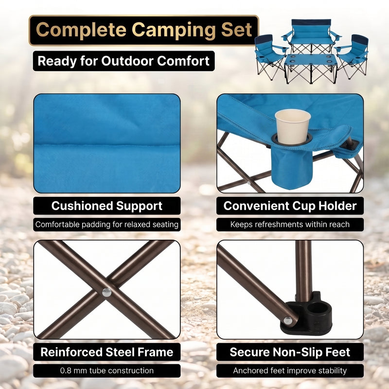 Outdoor 4-Piece Folding Chair and Table Set – Perfect for Camping and Picnics - 7