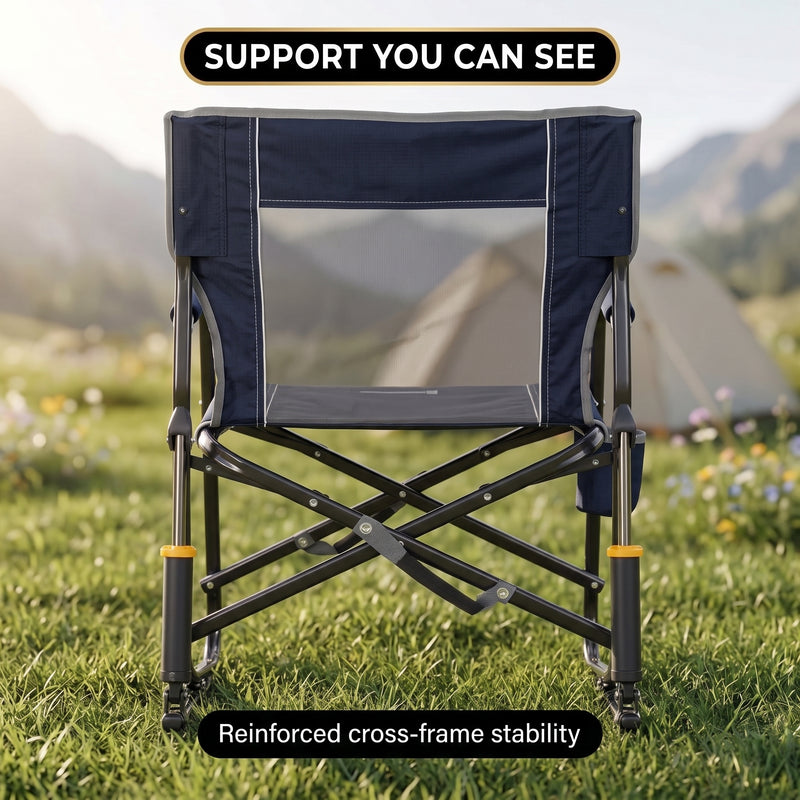 ROCKING CAMPING CHAIR – FOLD-FLAT CHAIR WITH CUP HOLDER - 7