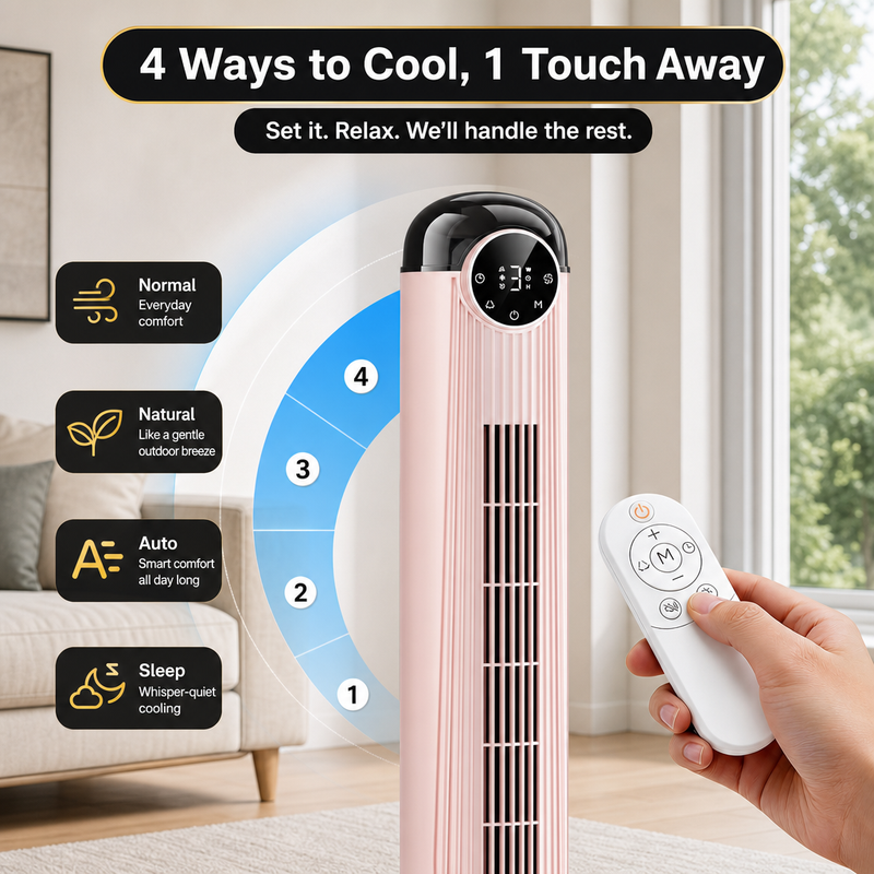Tower Fan With Remote – 90° Oscillation, 36″ & 42″ - 7