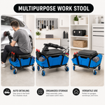 Mobile Mechanic Toolbox Seat with Drawers - Rolling Mechanic Stool with Sliding Tool Tray, Shop Stool with Wheels for Garage & Workshop, Auto Repair - 7