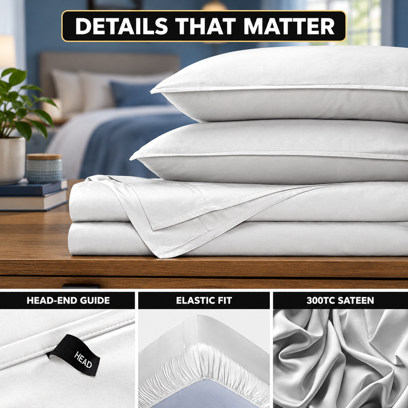 Bamboo Cooling Sheets – 300TC Viscose Sateen Sheet Set - 7