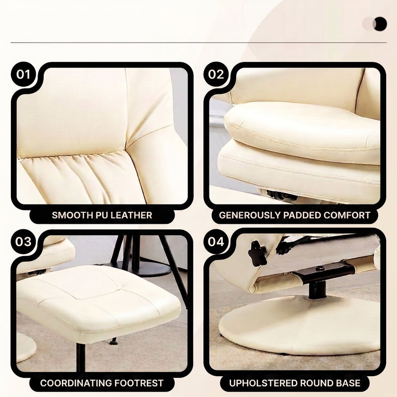 Manual Swivel Recliner with Ottoman, Massage & Heat - 7