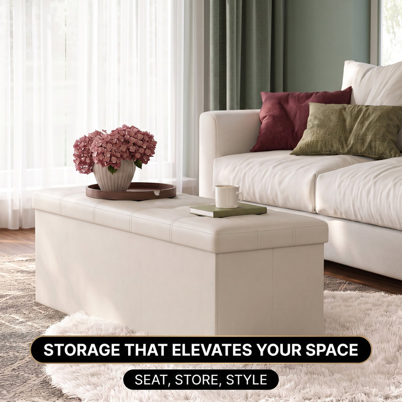 BENCH WITH STORAGE – FOLDING OTTOMAN WITH PADDED SEAT - 7