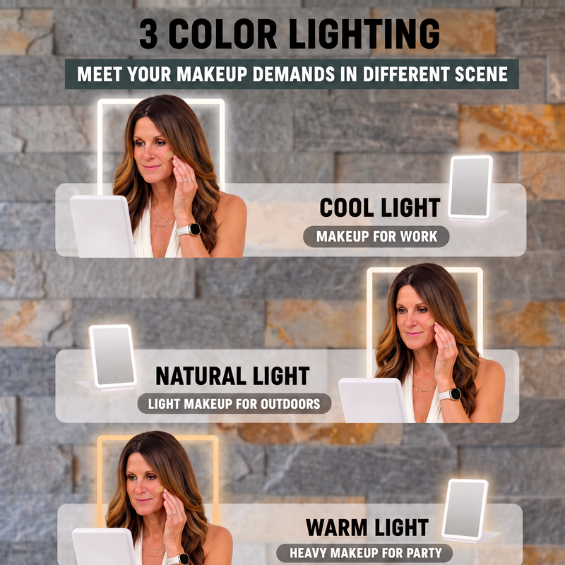 Portable LED Makeup Mirror – Rechargeable, Adjustable Brightness, Compact & Travel-Friendly - 7