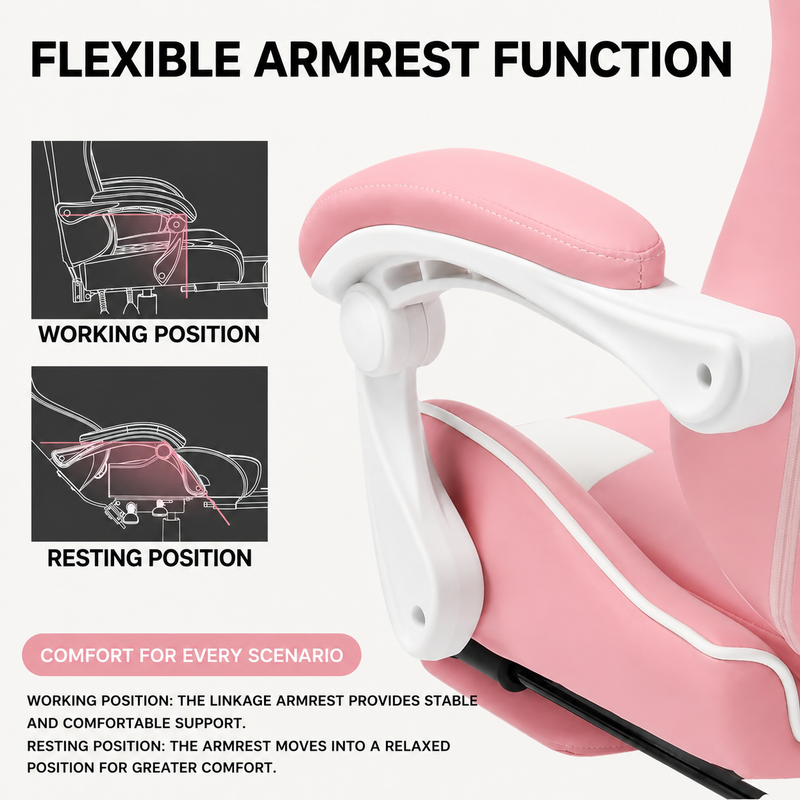 GAMING CHAIR WITH FOOTREST – LUMBAR SUPPORT & 360° SWIVEL - 7