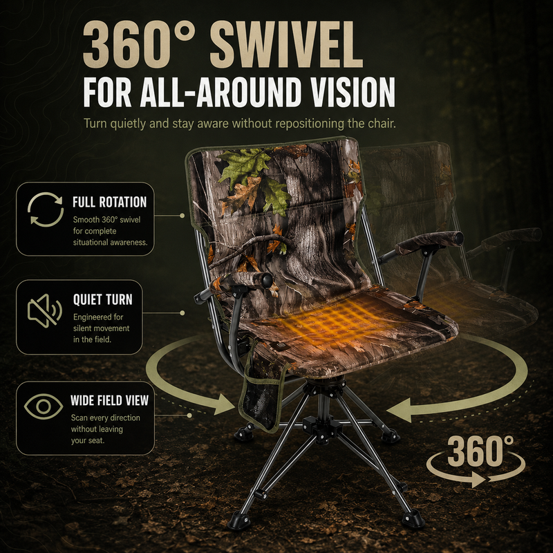 Portable Adjustable Hunting Chair with Swivel & Heated - 7