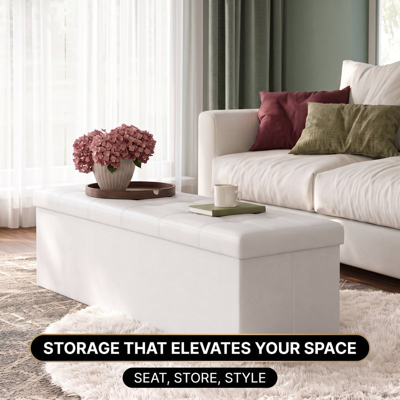 BENCH WITH STORAGE – FOLDING OTTOMAN WITH PADDED SEAT - 7