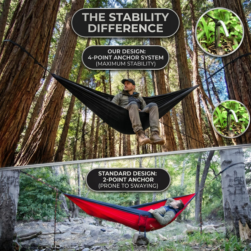 Over 600lbs Hammock, 1-2 person, Nylon with Mosquito Net - 7