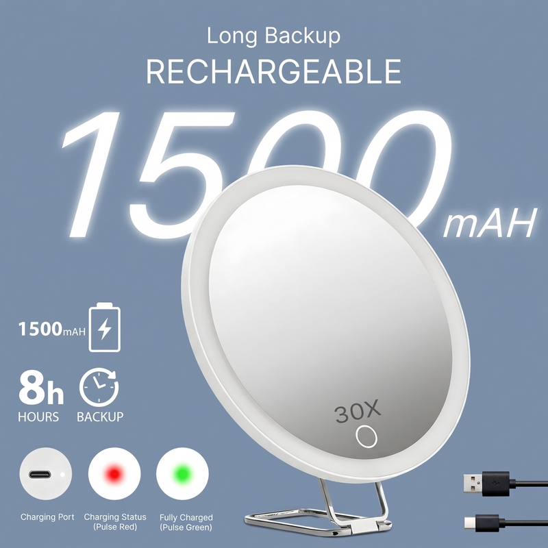 Lighted Magnifying Makeup Mirror – Rechargeable LED - 7