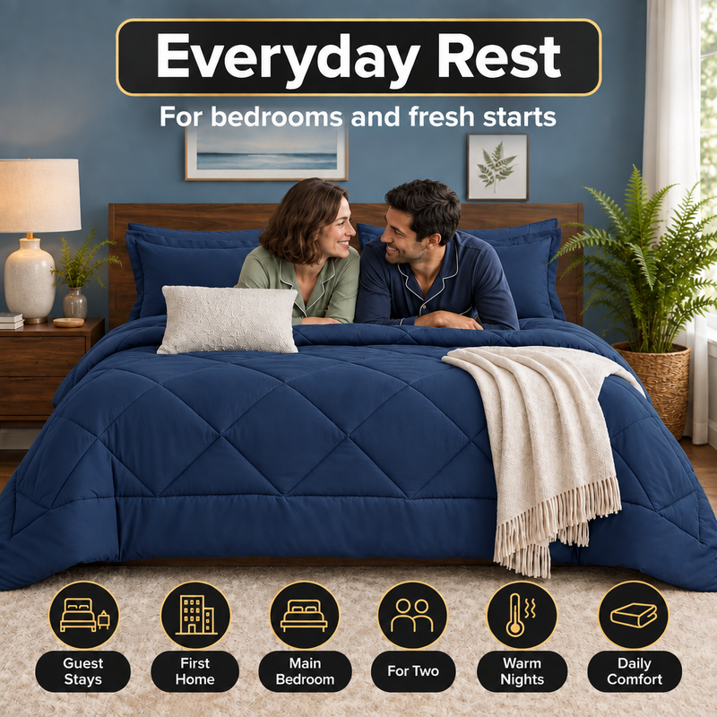 BEDDING SETS – 7-PIECE COMFORTER SET WITH SHEETS - 7