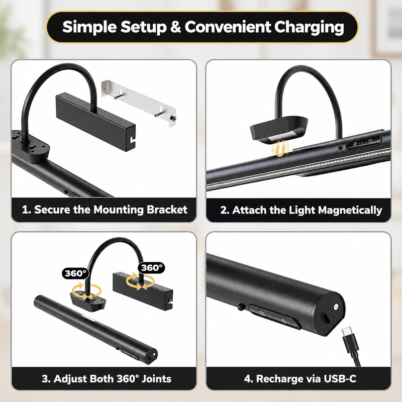 Battery Operated Picture Light – Rechargeable LED with Remote & Timer - 7