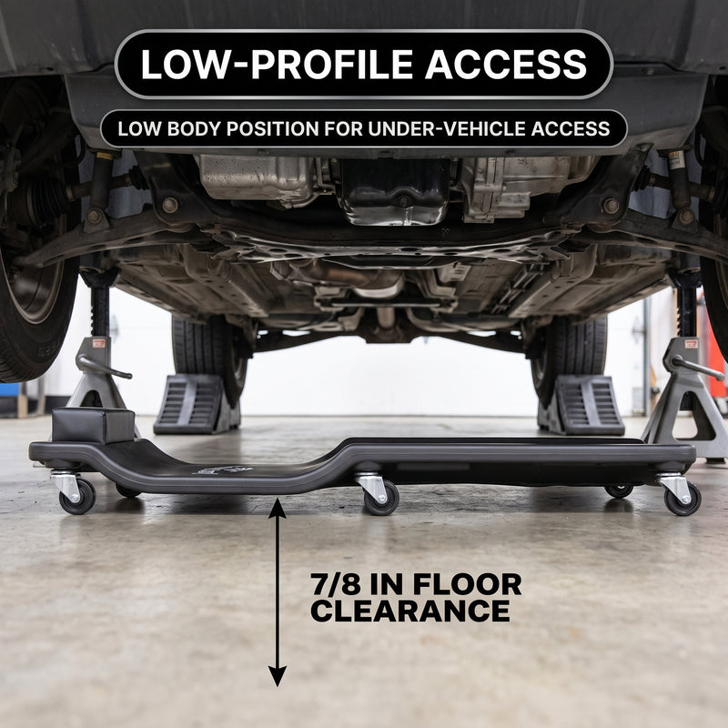 Low Profile Rolling Garage Creeper - Mechanic Creeper with Padded Headrest & Tool Trays, Under Car Roller for Automotive Repair, Rolling Car Creeper - 7