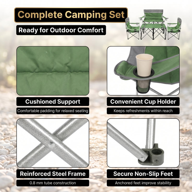 Outdoor 4-Piece Folding Chair and Table Set – Perfect for Camping and Picnics - 7