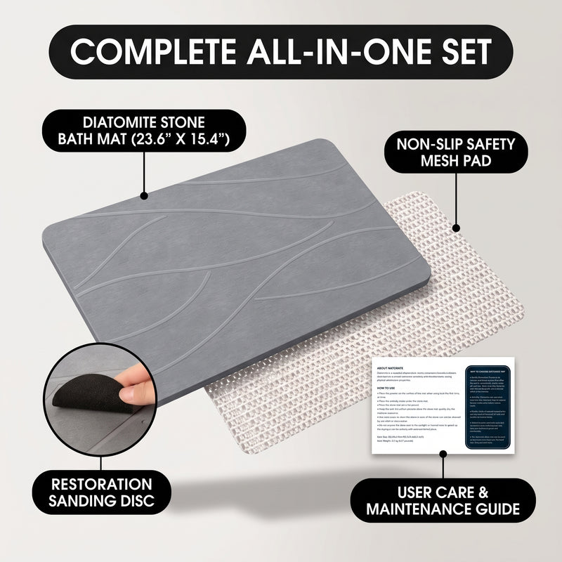 STONE BATH MAT – QUICK-DRY DIATOMACEOUS EARTH SHOWER MAT - 7