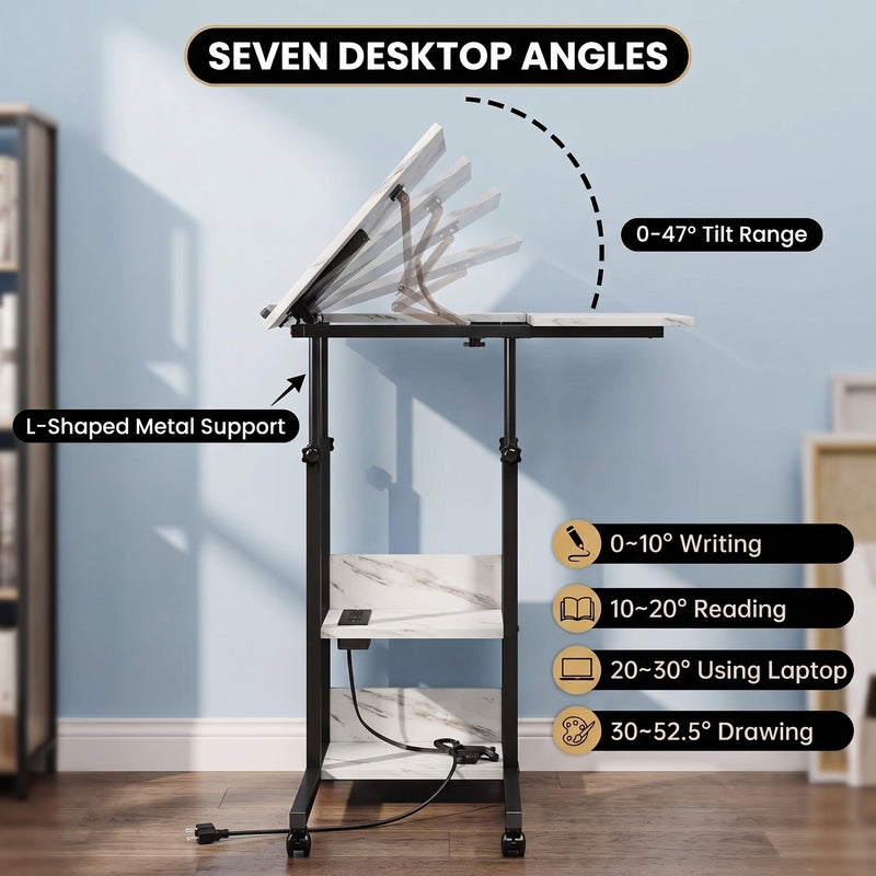 C-SHAPED END TABLE WITH CHARGING STATION – ADJUSTABLE HEIGHT - 7