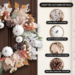PUMPKIN WREATH FOR FRONT DOOR – FALL FARMHOUSE DÉCOR - 7