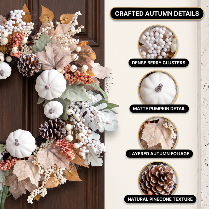 PUMPKIN WREATH FOR FRONT DOOR – FALL FARMHOUSE DÉCOR - 7