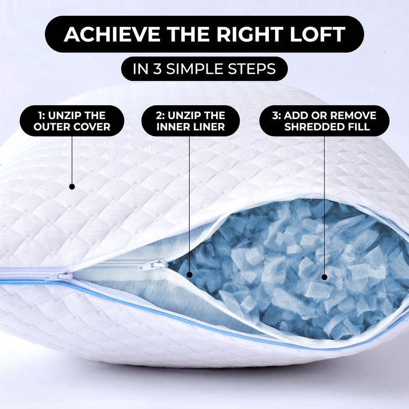 Gel Memory Foam Pillows, Set of 2 – Firm Quilted & Dual-Sided Cooling - 7