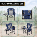 Camping Directors Chair, Heavy Duty,Oversized Portable Folding Chair with Side Table, Pocket for Beach, Fishing,Trip,Picnic,Lawn Blue - 7