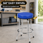 Swivel Bar Stool for Garage & Shop - Backless Counter Stool with Padded Seat, Workbench Stool for Workshop, Single Bar Stool with Chrome Legs - 7