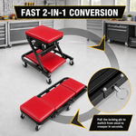 2-in-1 Convertible Z-Creeper Seat - Rolling Mechanic Creeper with Wheels, Under Dash Creeper & Garage Chair for Auto Repair, Low Profile Roller Seat - 7